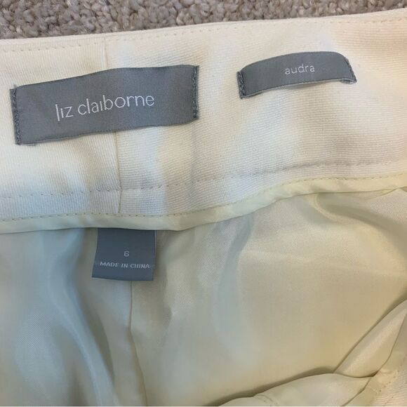 𝅺LIZ Claiborne cream Audra trouser pants Sz 6 - Picture 5 of 11